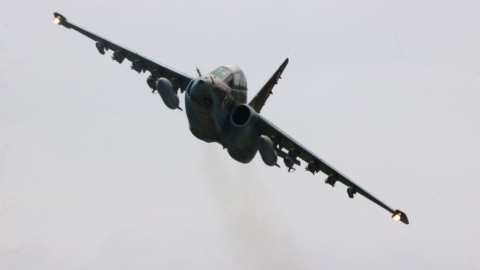 A Russian Su-25 during military exercises