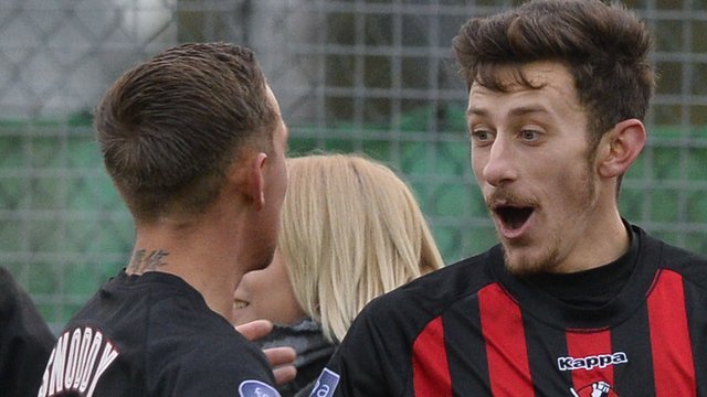 Jordan Forsythe scored twice for Crusaders at Warrenpoint