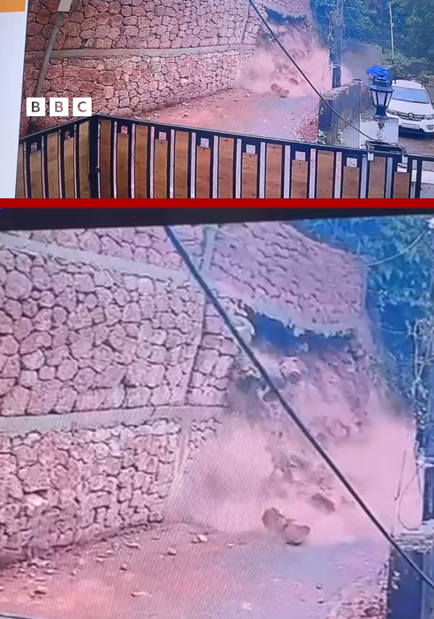 கேரளாவில் இடிந்து விழுந்த தனியார் பள்ளி சுற்றுச்சுவர்.