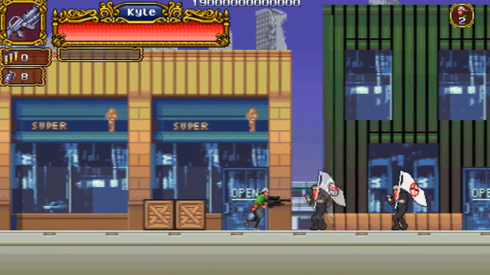 Screengrab from YouTube video depicting Rittenhouse as a computer game character