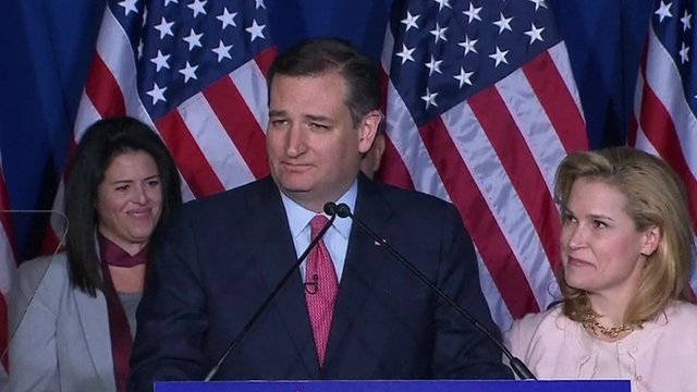 US election: Ted Cruz accidentally hits his wife - BBC News