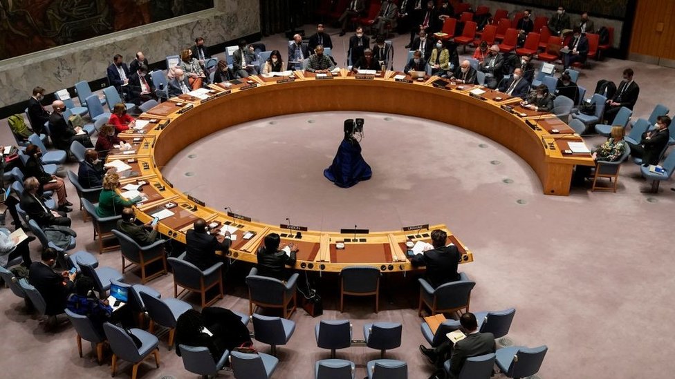 اجتماع طارئ لمجلس الأمن التابع للأمم المتحدة بشأن الأزمة الأوكرانية ، في نيويورك ، 21 فبراير شباط من عام 2022