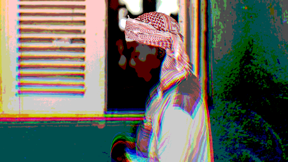 A Muslim man praying in Mozambique with artistic photoshop design