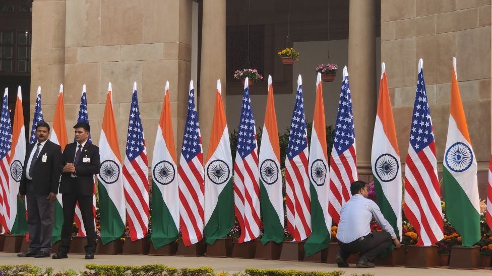 美國和印度國旗