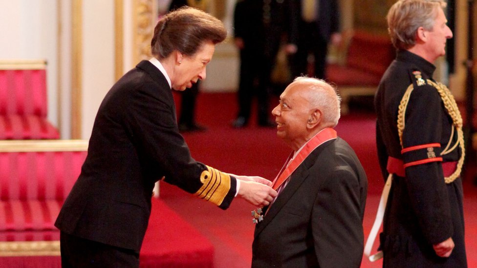 Dr Hari Shukla was made a CBE by the Princess Royal at Buckingham Palace