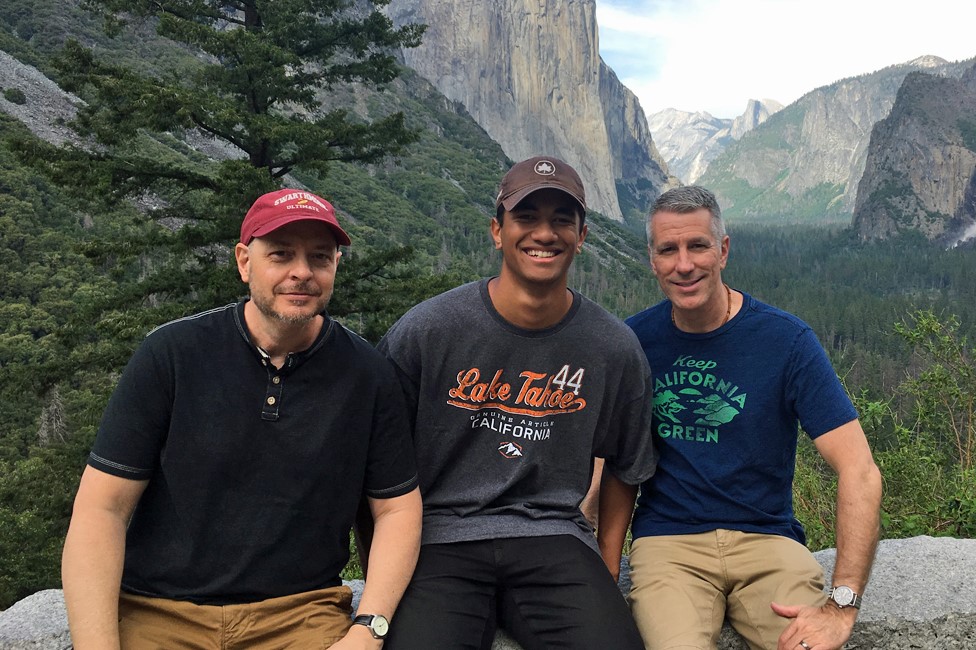Pete, Kevin y Danny en el Parque Nacional Yosemite, en 2019.