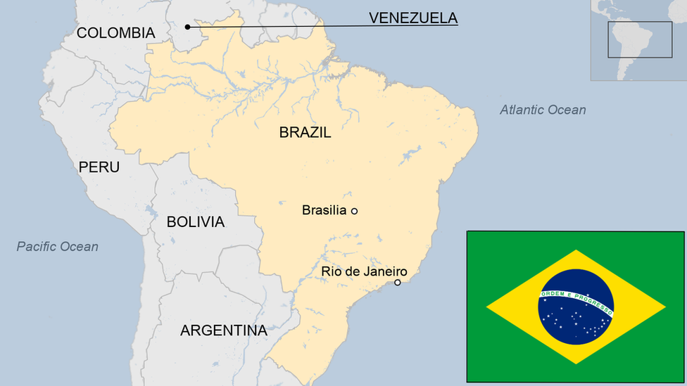 Brazil Political Map With Capital Brasilia, National Borders And