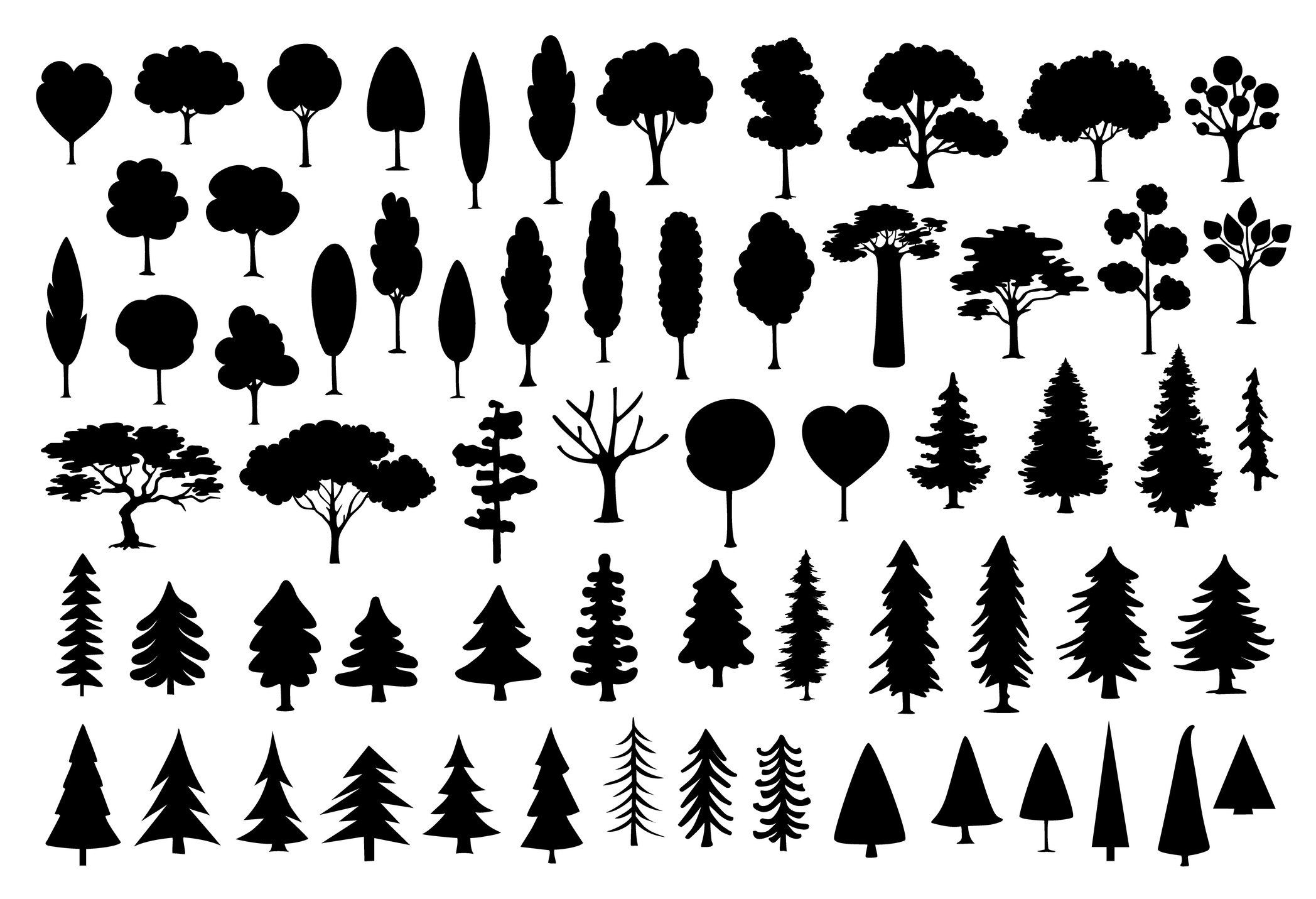 Una gráfica de tipos de árboles