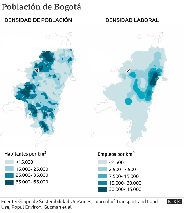 Mapa de la densidad de población y densidad laboral