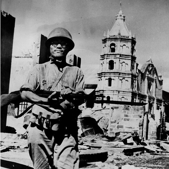 Soldado japonés en Filipinas.