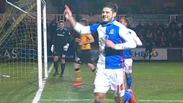 Ben Marshall celebrates his penalty for Blackburn