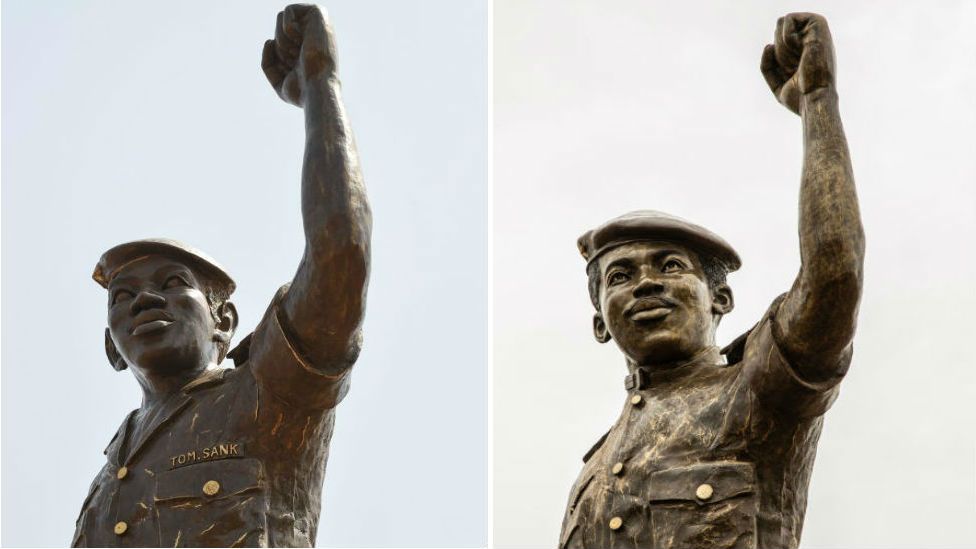 Las dos versiones de la estatua