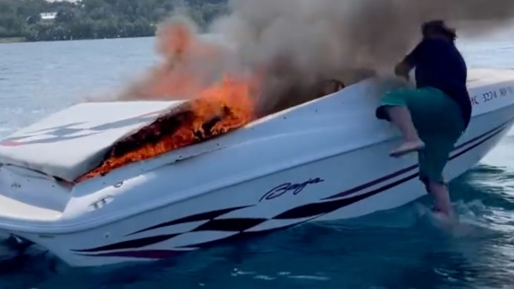 Michigan: Two people saved after jumping from burning boat