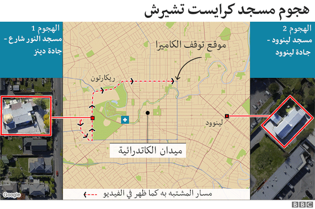 خريطة توضح أماكن وقوع الهجوم