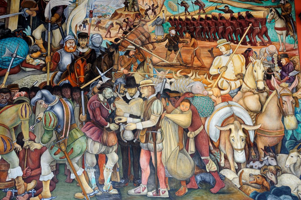 Un mural de la época colonial de Diego Rivera
