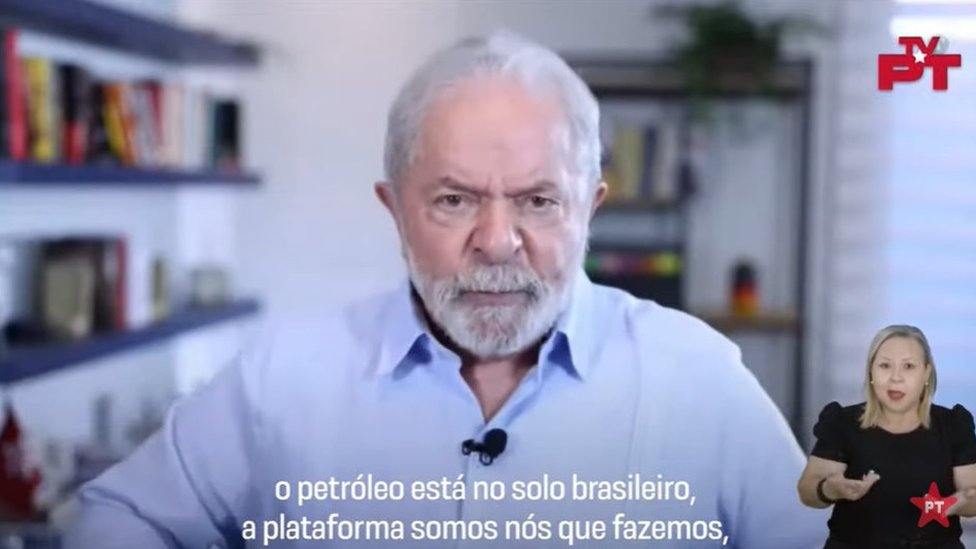 Lula falando em vídeo de propaganda sobre 'abrasileirar' os preços os combustíveis