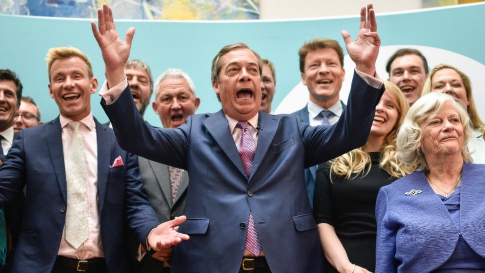 2019'un Mayıs ayında yapılan Avrupa Parlamentosu seçimlerinde İngiltere için ayrılan koltukların çoğunu Nigel Farage liderliğindeki aşırı sağcı Brexit Partisi kazandı