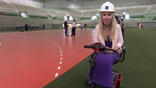 Nikki Fox in one of the venues which will host the 2016 Paralympics