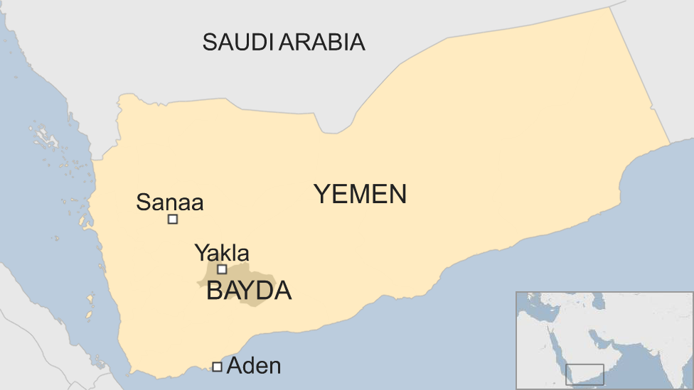 Карта Йемена с изображением Байды