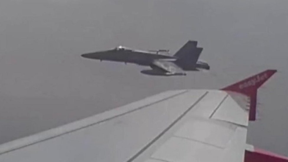 Commercial flight escorted by fighter jet after bomb hoax