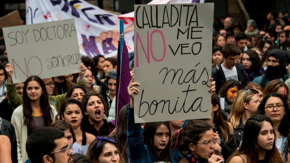 Manifestantes en Santiago de Chile