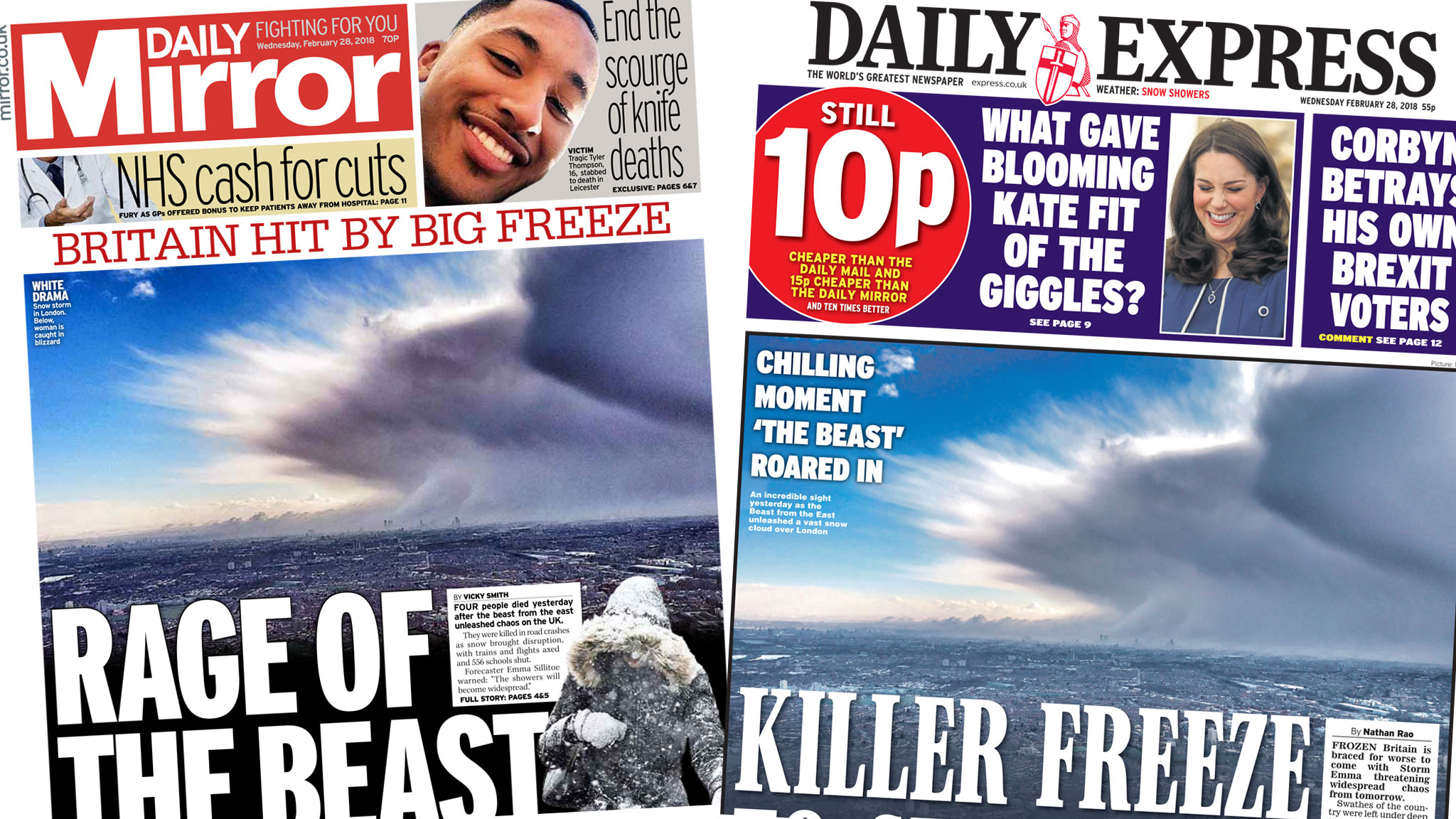 Newspaper headlines: 'Snow storm chaos' and prospect of hard Irish border raised - BBC News