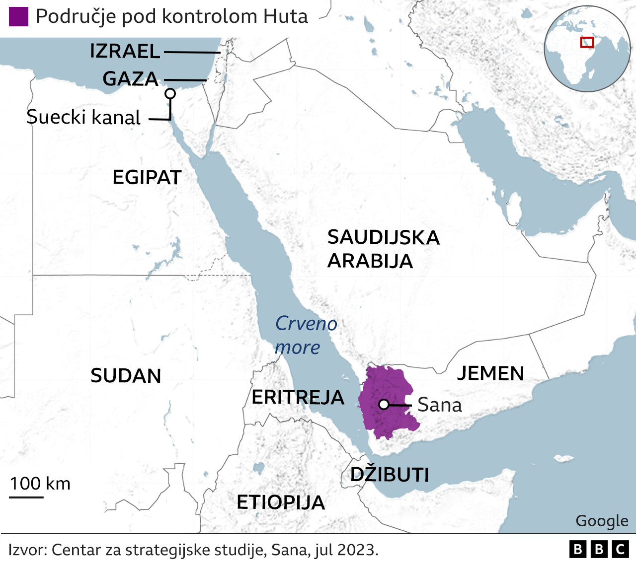 Jemen, Huti, mapa