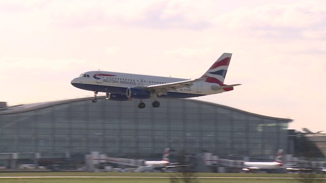 BA aircraft landing at airport