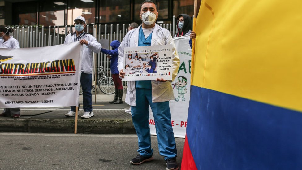 Protesta de médicos en Colombia