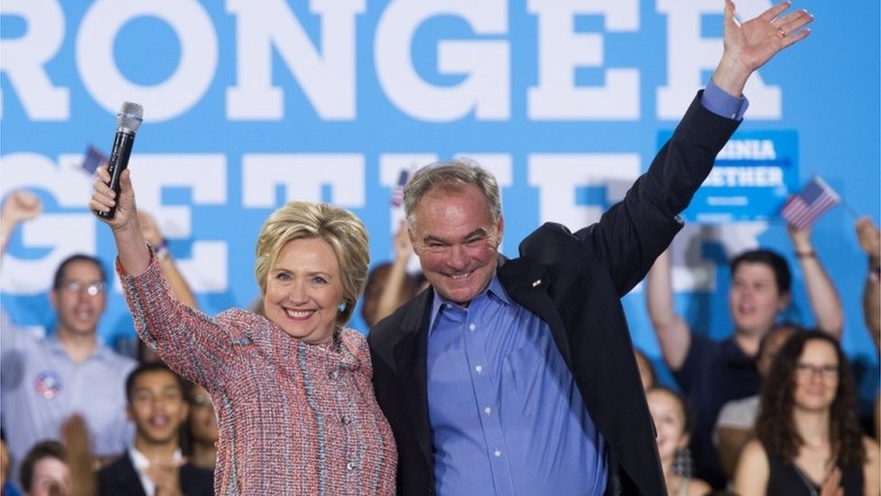 bijlage voor Doorbraak Hillary Clinton selects Tim Kaine as her running mate - BBC News