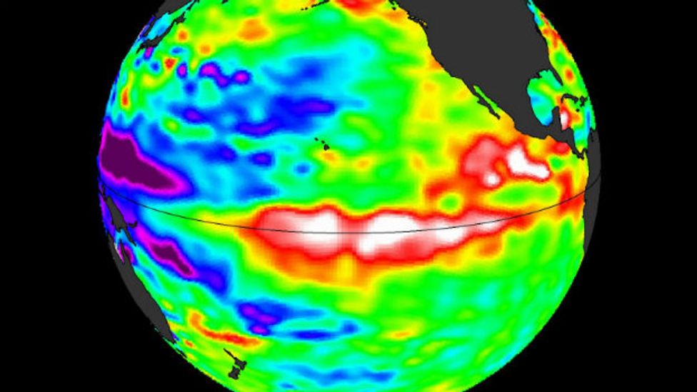 Cuando El Niño está activo, el agua del océano en la zona ecuatorial es más cálida.