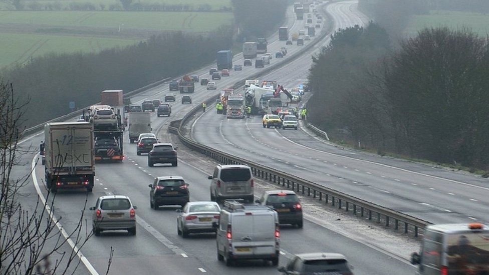 Arrest After Three Vehicle Crash Shuts M11 Near Stansted Bbc News [ 549 x 976 Pixel ]