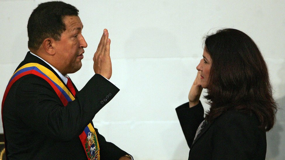 Hugo Chávez y Cilia Flores.