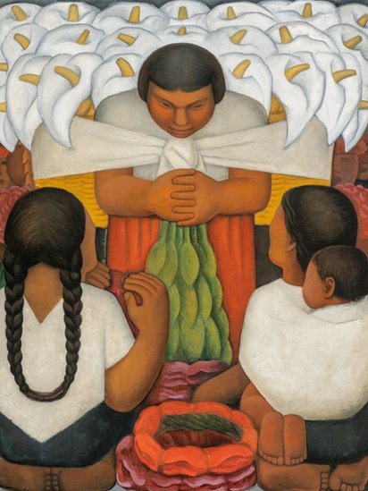 Exhibición conjunta de cuadros de Pablo PicassObra: "Día de flores", óleo sobre lienzo, Diego Rivera, 1925o y Diego Rivera Exhibición conjunta de cuadros de Pablo PicassObra: "Día de flores", óleo sobre lienzo, Diego Rivera, 1925o y Diego Rivera