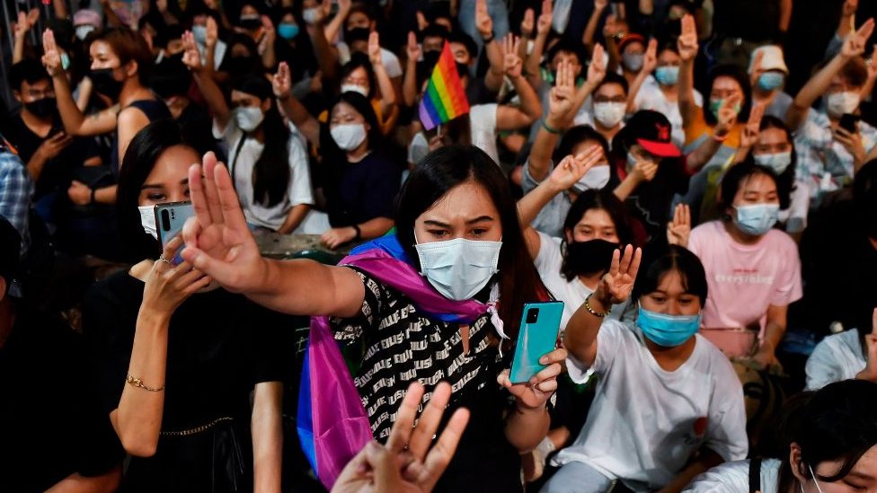 Manifestantes en Tailandia