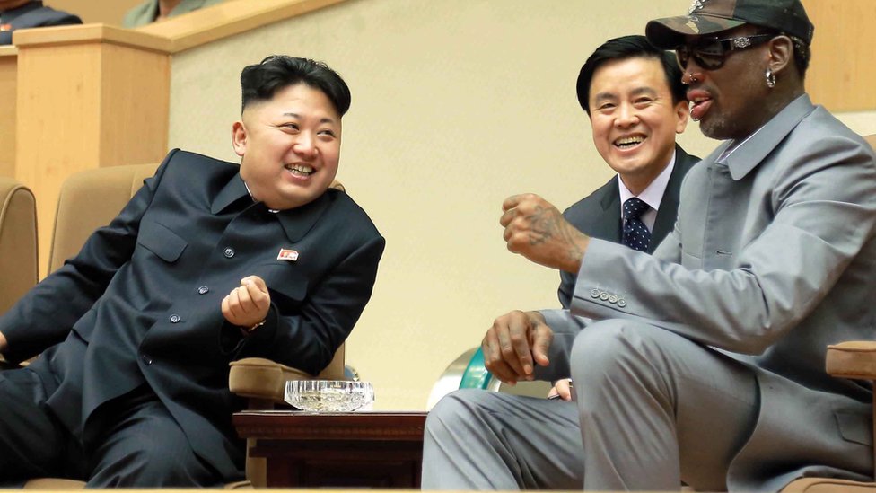 Ким Чен Ын и Деннис Родман в Пхеньяне, январь 2014 г.