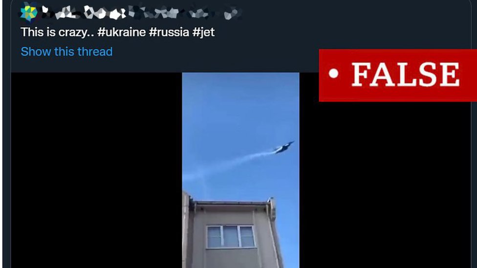 Misleadingly captioned video of a fighter jet