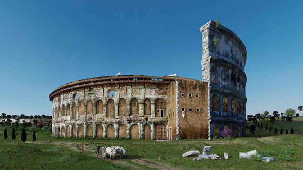 Una reproducción da una idea de cómo lucía la Fortaleza Frangipane en la Edad Media. Reproducción de la Fortaleza Frangipane