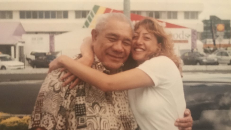 Carmen Parahi with her grandfather - Maori All Black player, singer, LDS missionary, and labourer