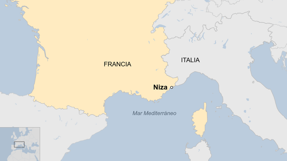 Mapa que muestra la ublicación de Niza