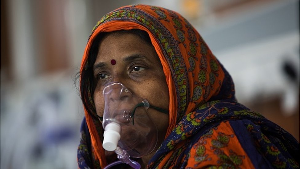 Indian woman on oxygen