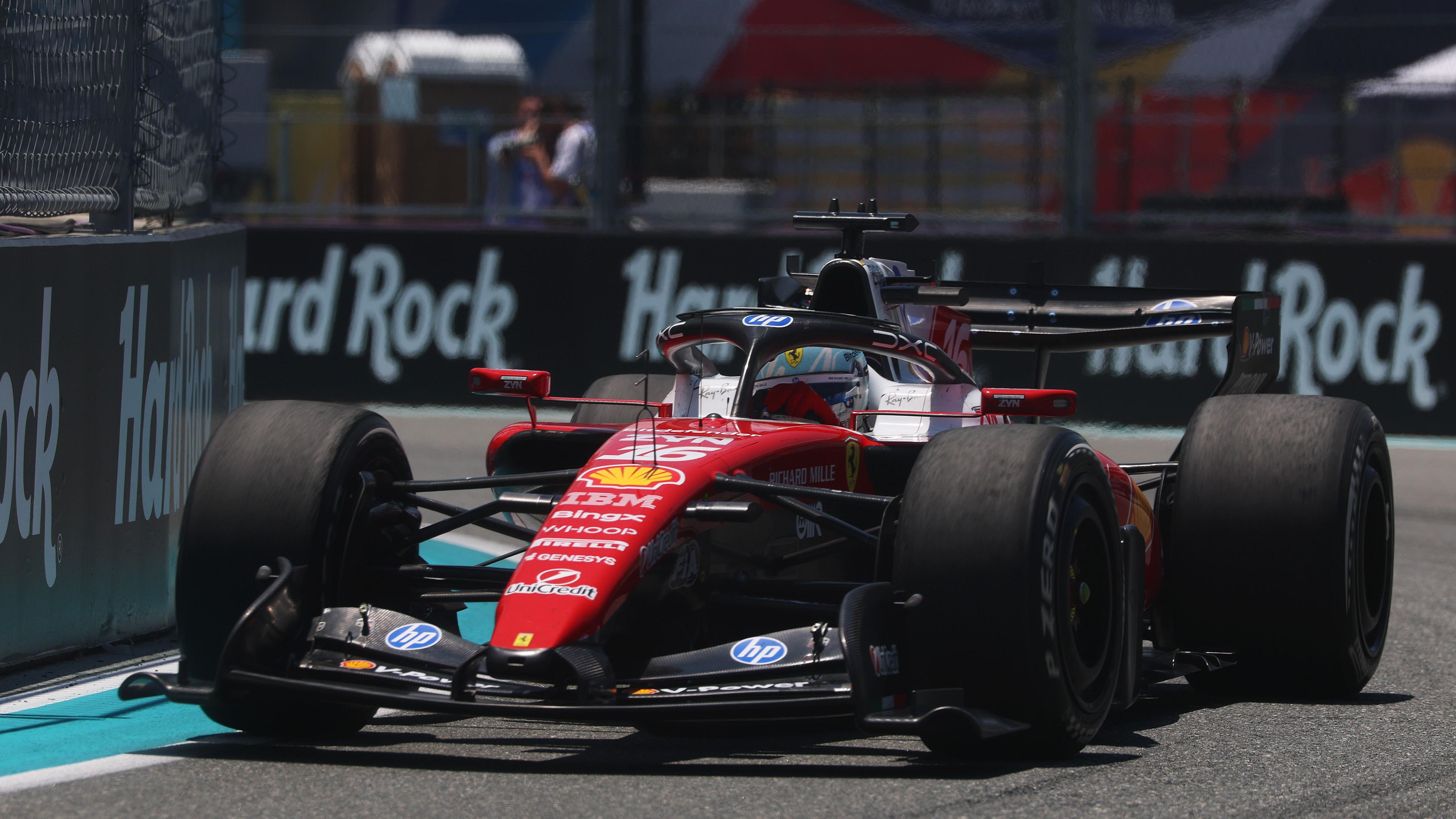 Miami Grand Prix: Charles Leclerc heads Max Verstappen in only practice session - BBC Sport