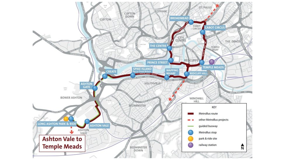 Карта маршрутов Bristol Metrobus m2
