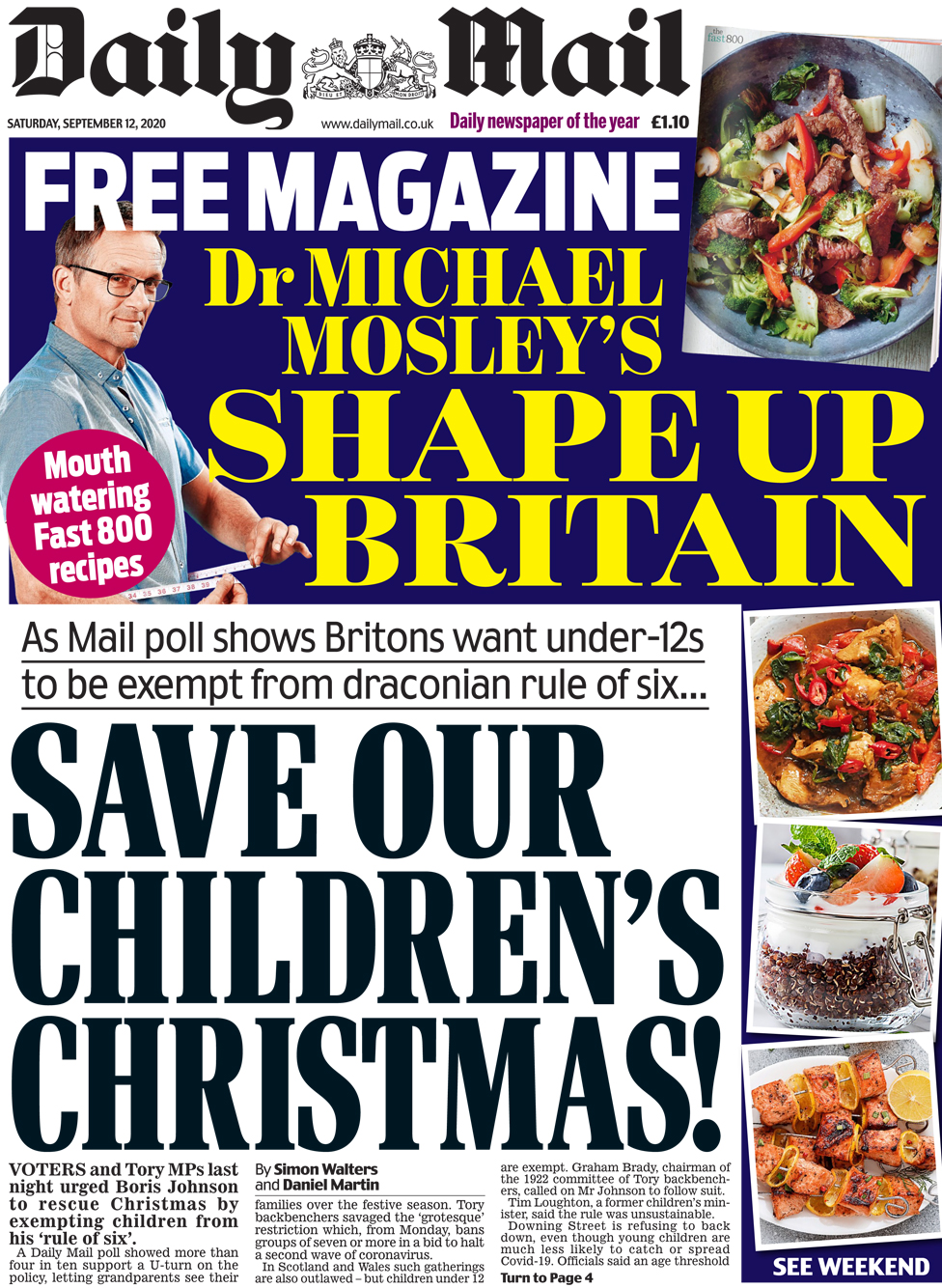 The Daily Mail front page 12 September