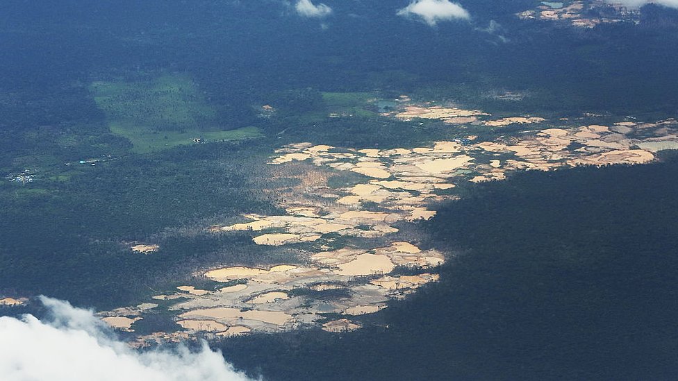 Minas de oro en medio del bosque peruano.