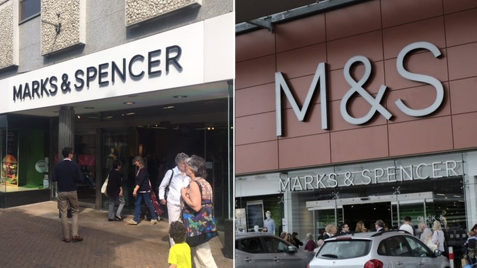 На фото слева магазин Marks & Spencer Northampton, справа - его новый филиал в Рашден-Лейкс.