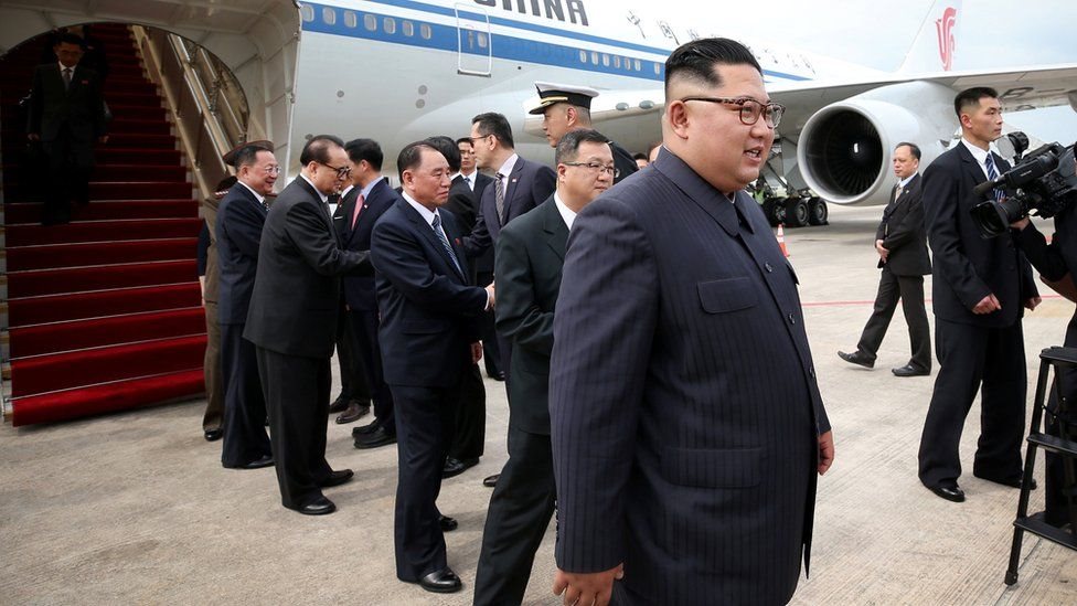Kim Jong-un a su llegada a Singapur para su encuentro con Donald Trump.
