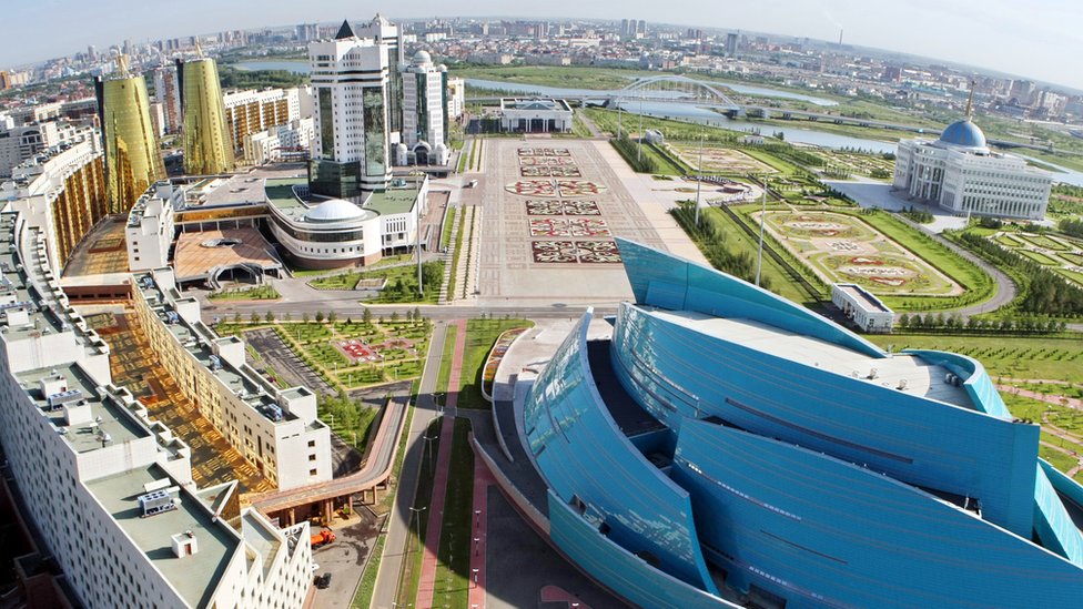 Vista aérea de Astana, capital de Kazajstán.