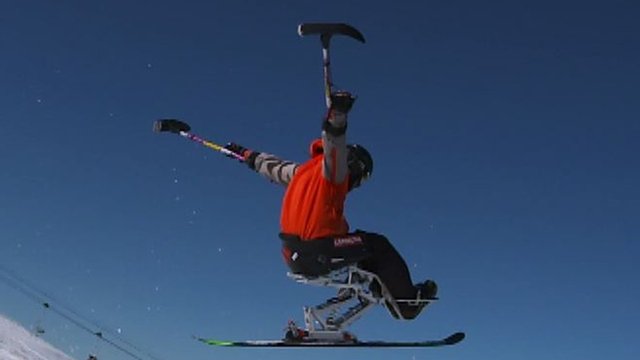 Sit-skier Jody Blatchley takes to the air