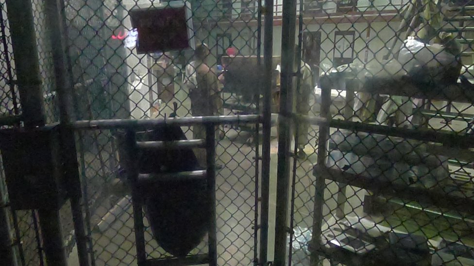 Задержанные - показаны за забором